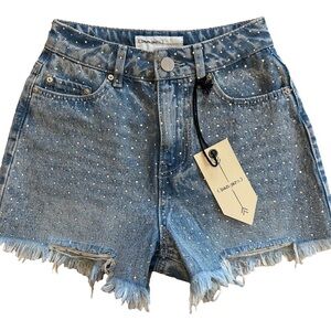 NWT BanJara Rhinestone Super High Rise Relaxed Fit Denim Shorts/Size 00